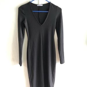 Zara black long sleeve midi dress